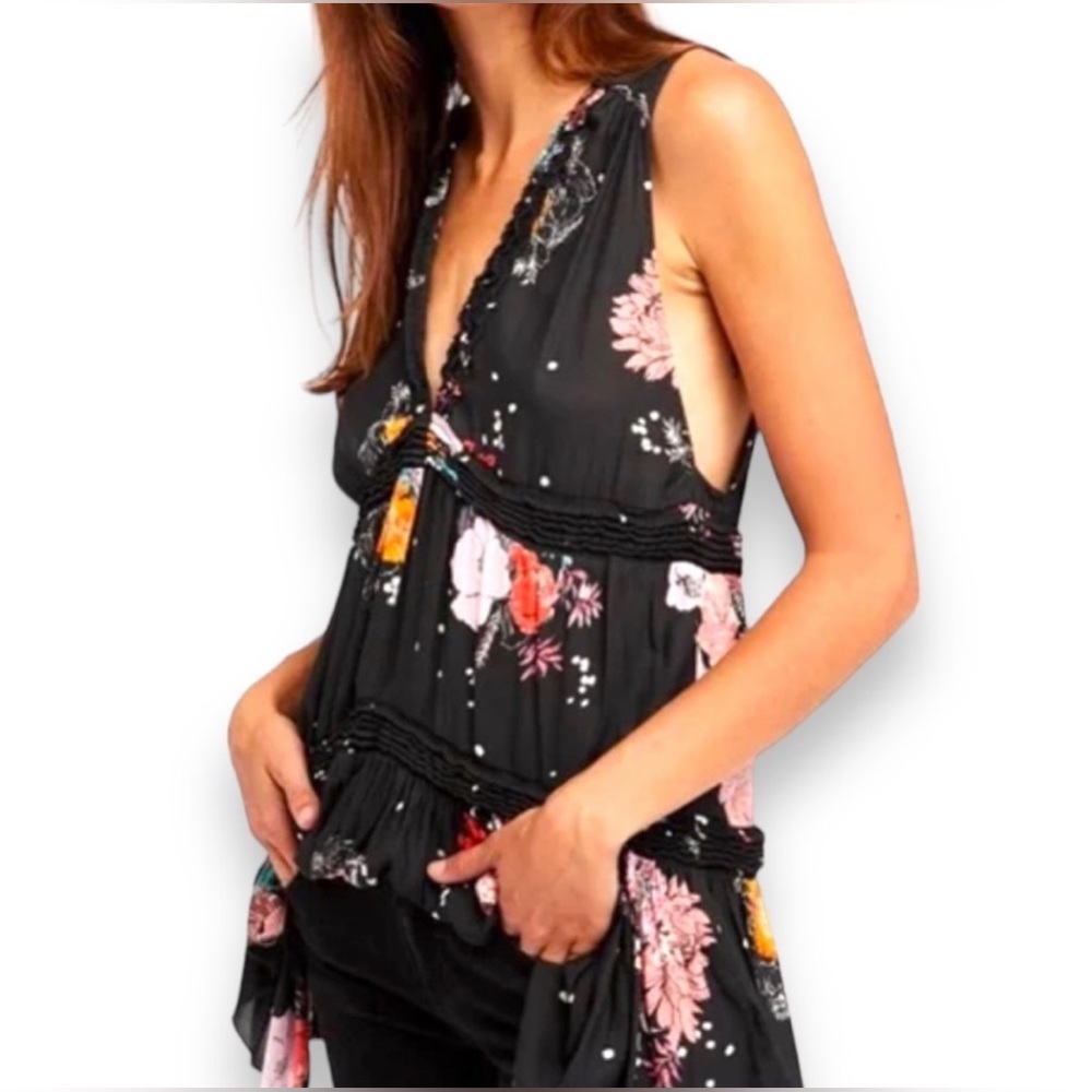 Free People Tunic Floral Top Size Medium